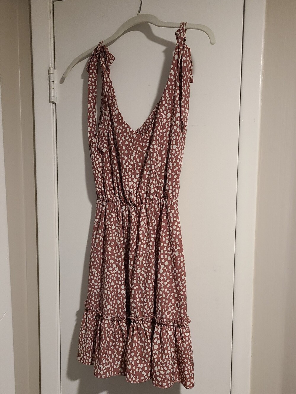 Shein Tie-Shoulder Pink Printed Summer Dress